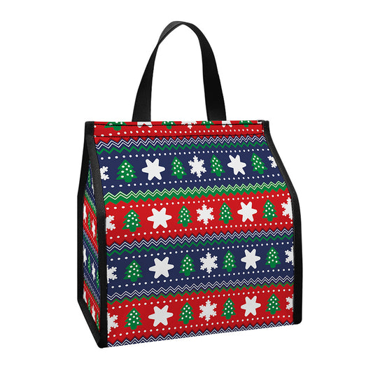 Scandinavian Christmas Pattern Print Insulated Lunch Tote