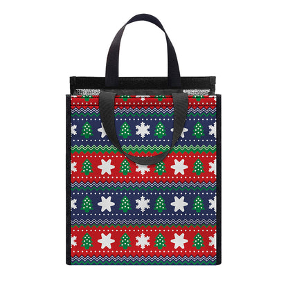 Scandinavian Christmas Pattern Print Insulated Lunch Tote