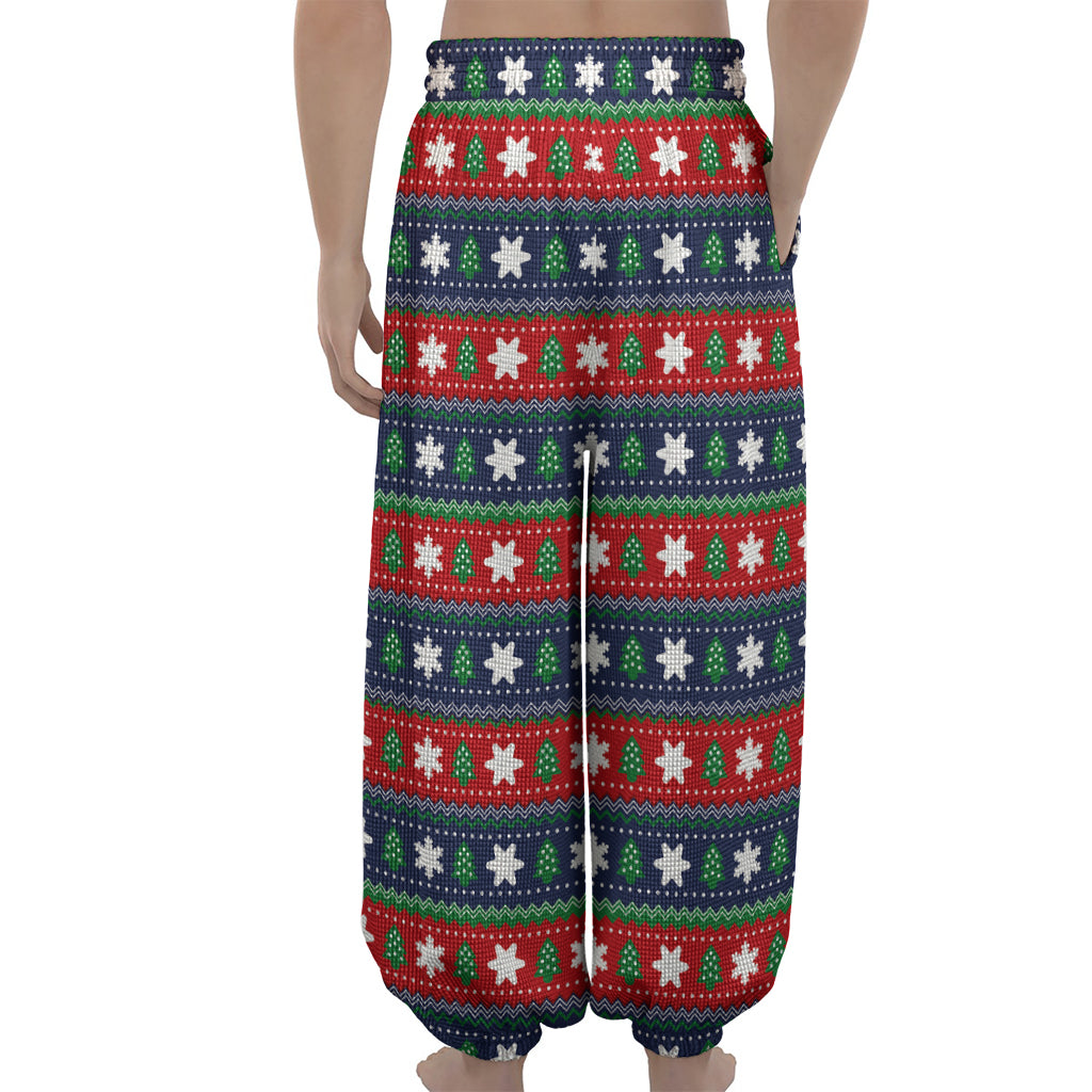 Scandinavian Christmas Pattern Print Lantern Pants