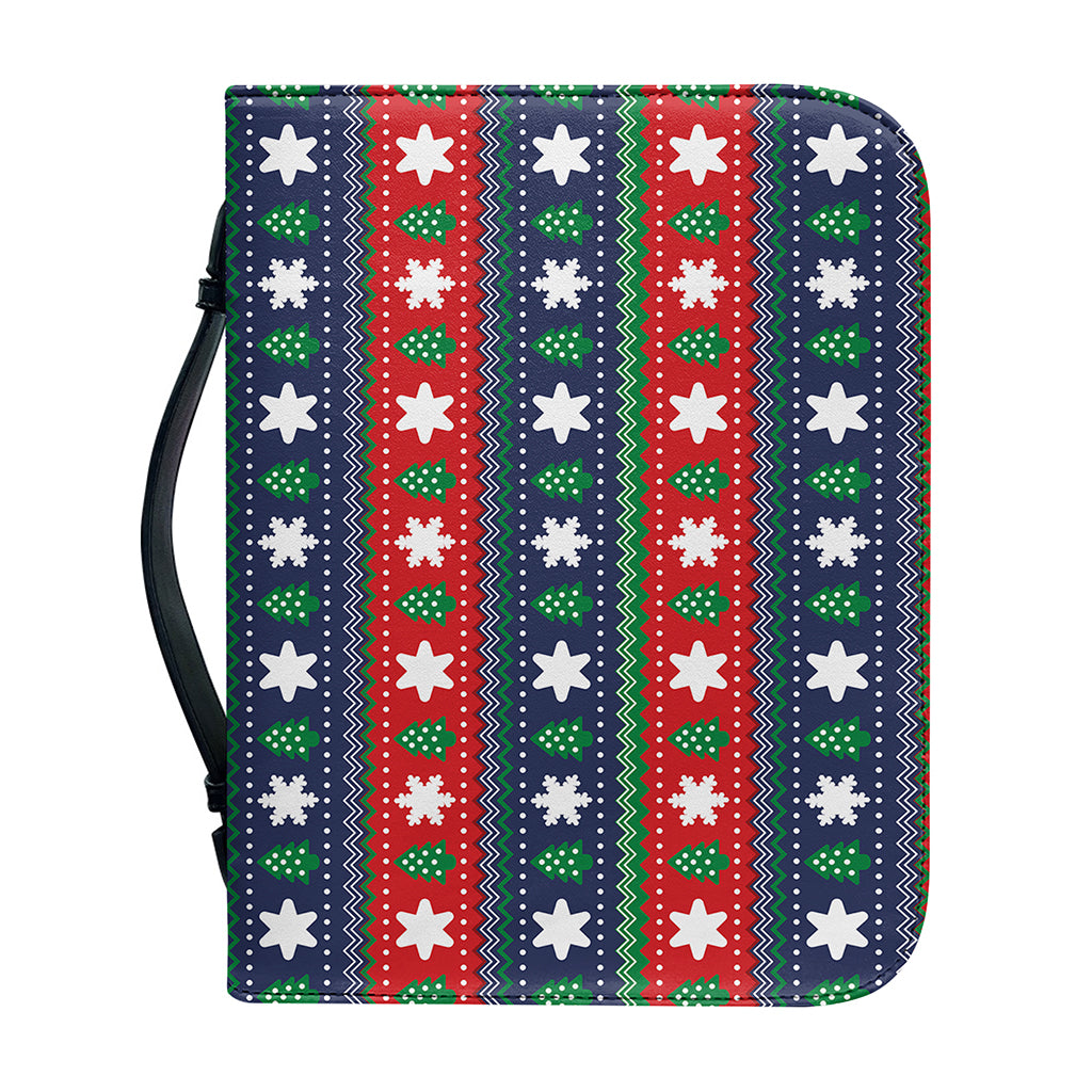 Scandinavian Christmas Pattern Print Leather Bible Cover