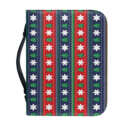 Scandinavian Christmas Pattern Print Leather Bible Cover