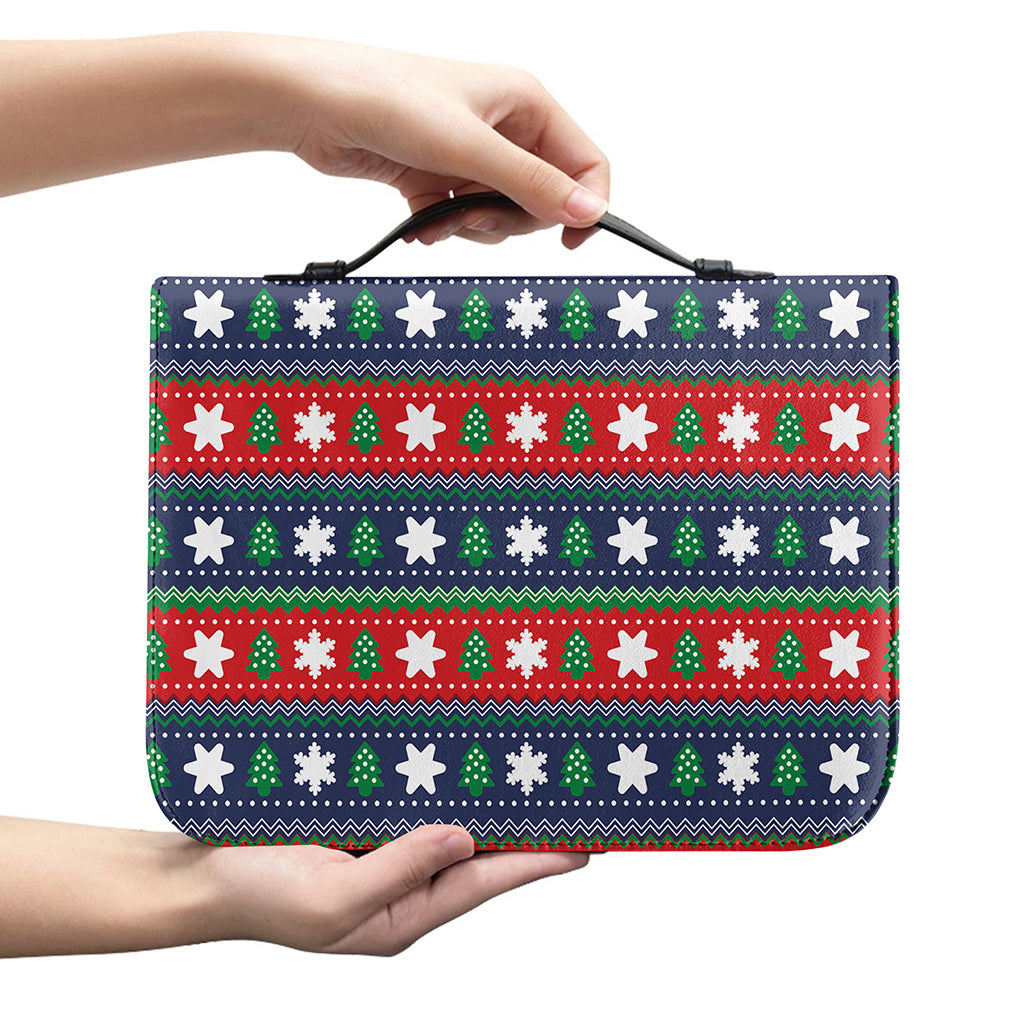 Scandinavian Christmas Pattern Print Leather Bible Cover
