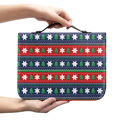 Scandinavian Christmas Pattern Print Leather Bible Cover