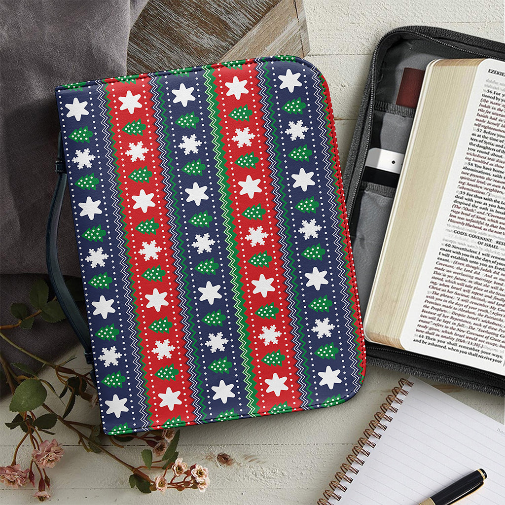 Scandinavian Christmas Pattern Print Leather Bible Cover