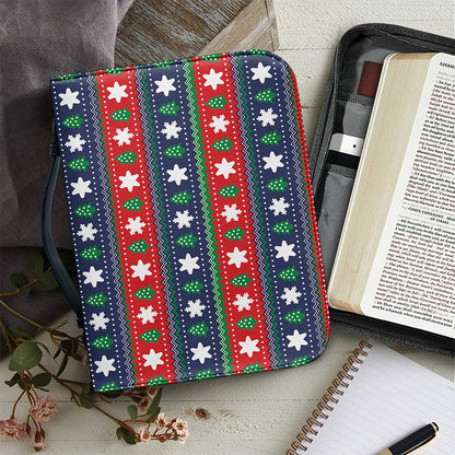 Scandinavian Christmas Pattern Print Leather Bible Cover