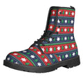 Scandinavian Christmas Pattern Print Lace-Up Boots