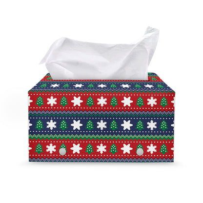 Scandinavian Christmas Pattern Print Leather Tissue Box Cover