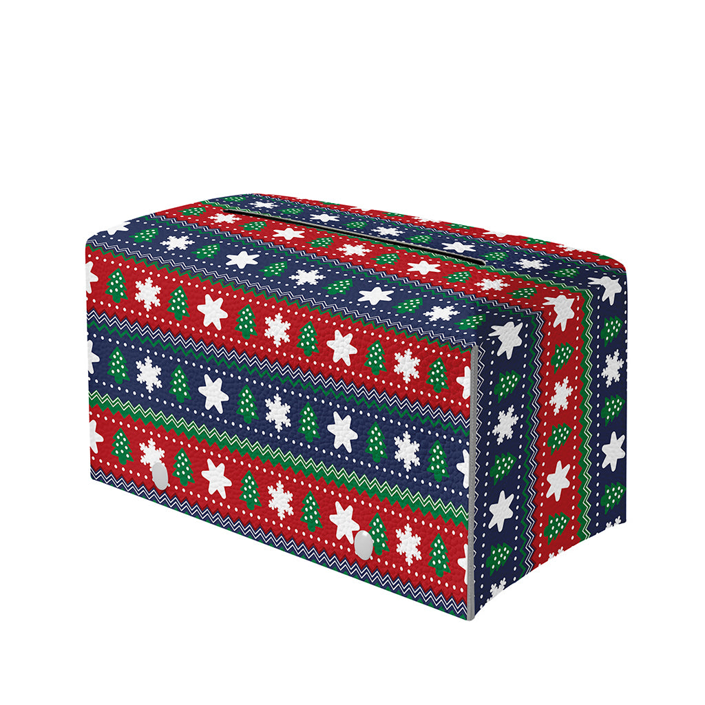 Scandinavian Christmas Pattern Print Leather Tissue Box Cover