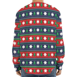 Scandinavian Christmas Pattern Print Long Sleeve Baseball Jersey