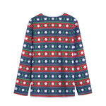 Scandinavian Christmas Pattern Print Long Sleeve Short Coat