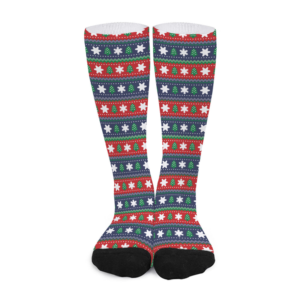 Scandinavian Christmas Pattern Print Long Socks