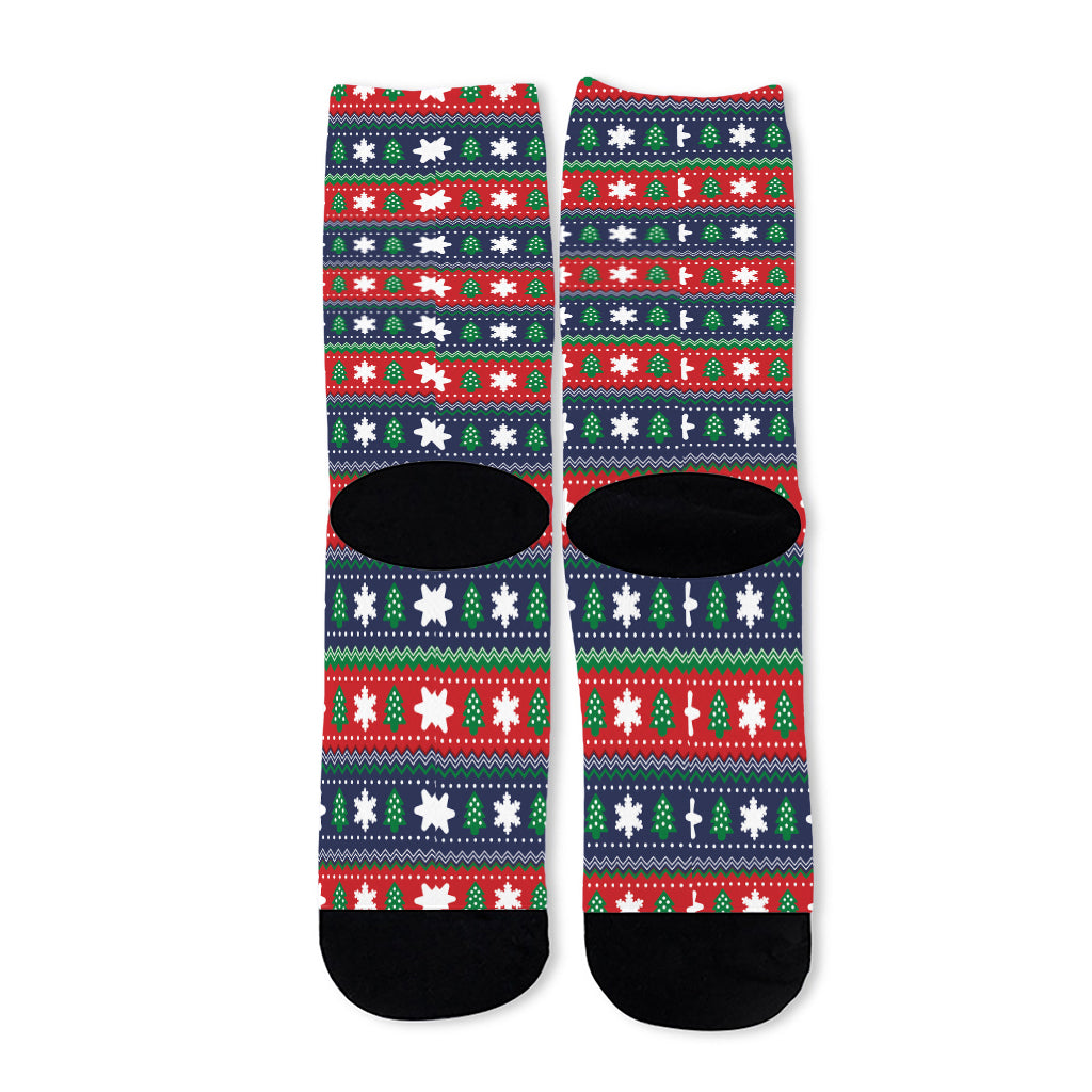 Scandinavian Christmas Pattern Print Long Socks