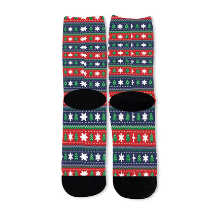 Scandinavian Christmas Pattern Print Long Socks