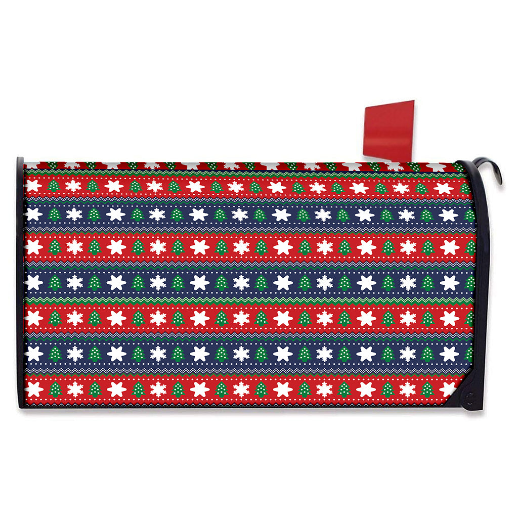 Scandinavian Christmas Pattern Print Mailbox Cover