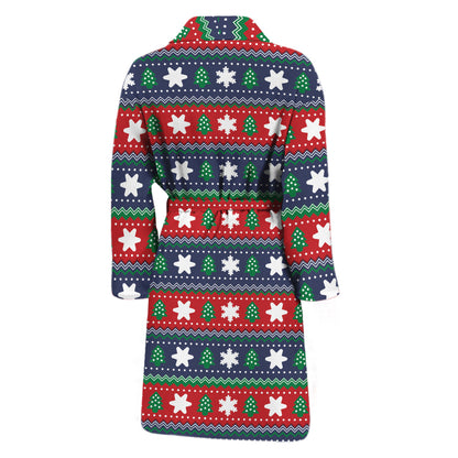 Scandinavian Christmas Pattern Print Men's Bathrobe