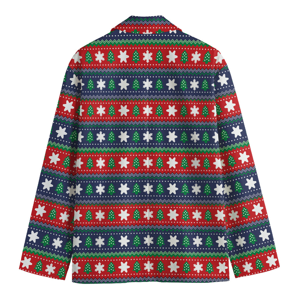 Scandinavian Christmas Pattern Print Men's Cotton Blazer