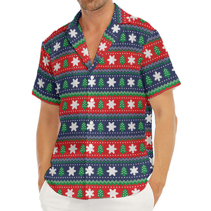 Scandinavian Christmas Pattern Print Men's Deep V-Neck Shirt