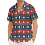 Scandinavian Christmas Pattern Print Men's Deep V-Neck Shirt