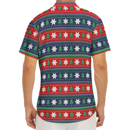 Scandinavian Christmas Pattern Print Men's Deep V-Neck Shirt