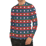 Scandinavian Christmas Pattern Print Men's Long Sleeve Rash Guard