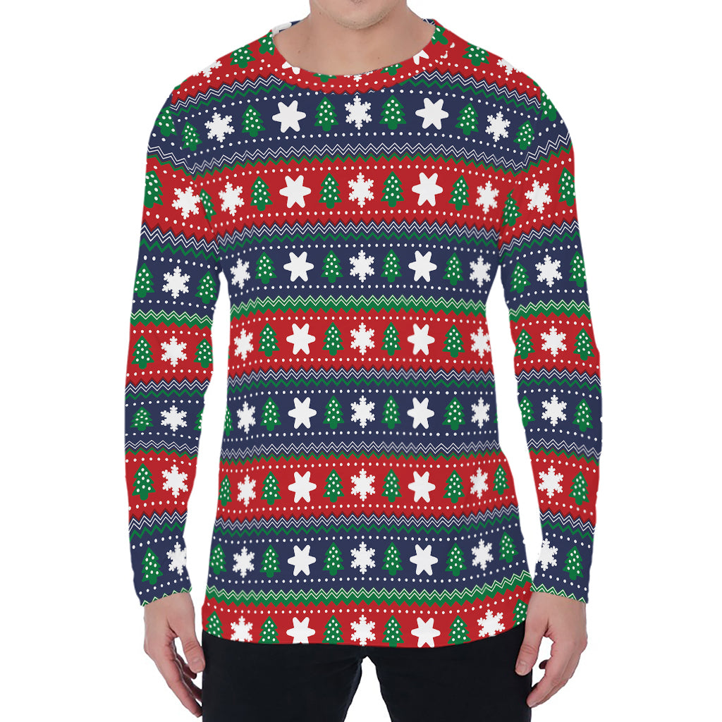 Scandinavian Christmas Pattern Print Men's Long Sleeve T-Shirt