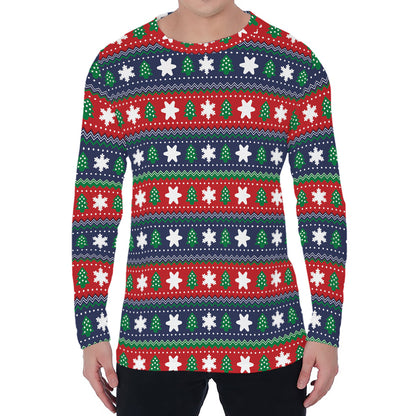 Scandinavian Christmas Pattern Print Men's Long Sleeve T-Shirt