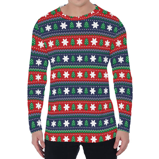 Scandinavian Christmas Pattern Print Men's Long Sleeve T-Shirt
