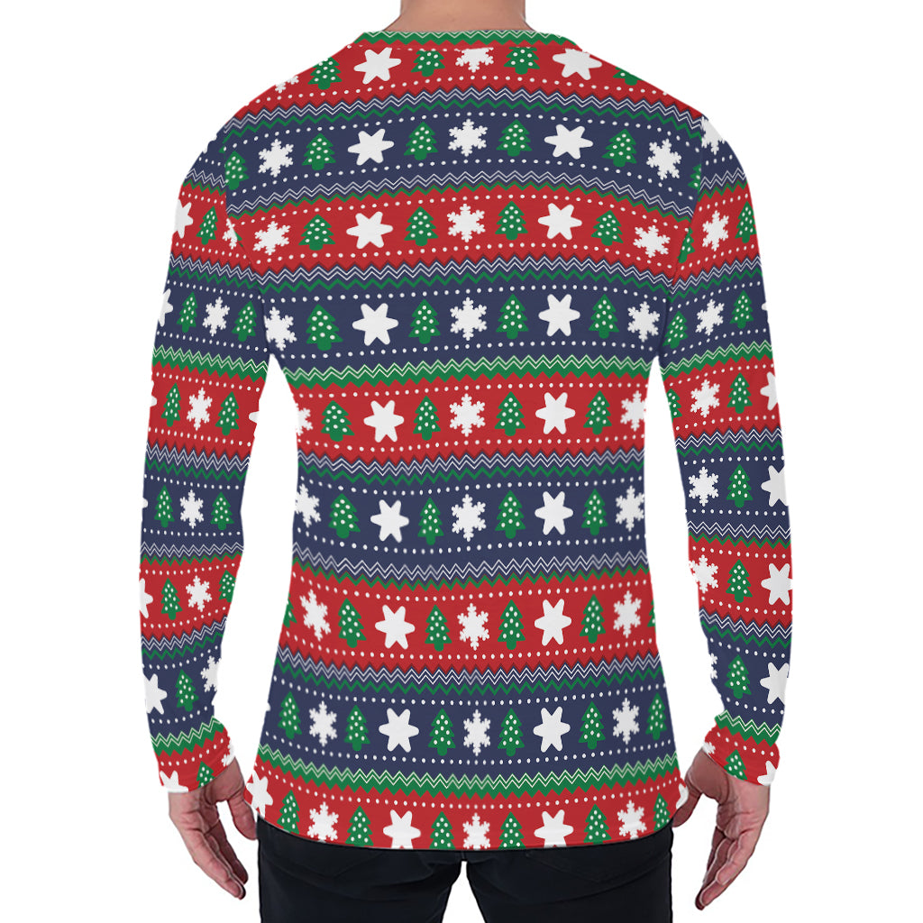 Scandinavian Christmas Pattern Print Men's Long Sleeve T-Shirt