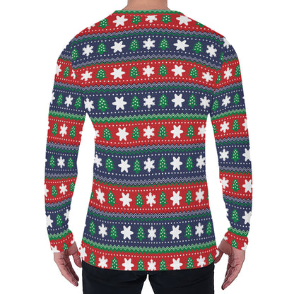 Scandinavian Christmas Pattern Print Men's Long Sleeve T-Shirt