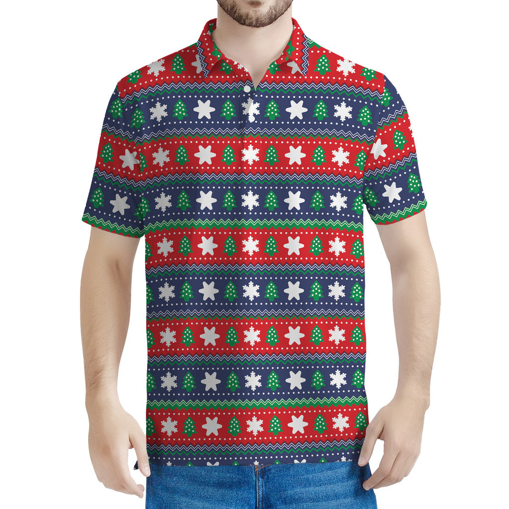 Scandinavian Christmas Pattern Print Men's Polo Shirt