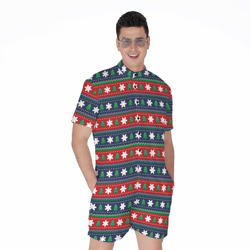 Scandinavian Christmas Pattern Print Men's Rompers