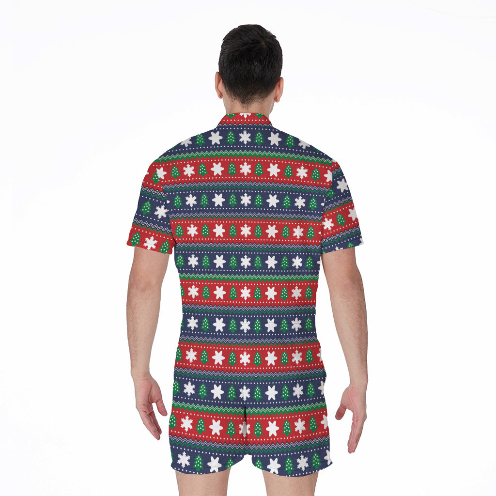 Scandinavian Christmas Pattern Print Men's Rompers