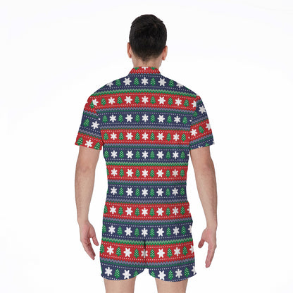 Scandinavian Christmas Pattern Print Men's Rompers