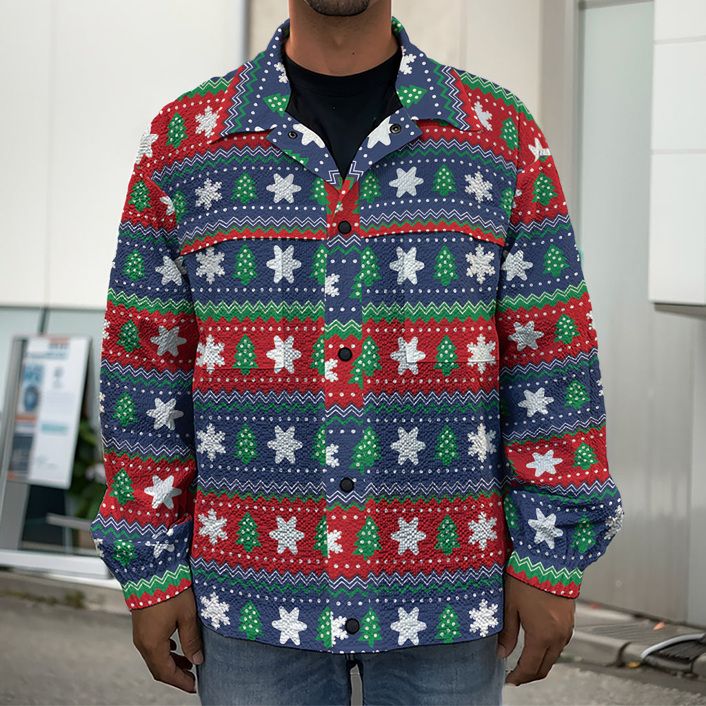 Scandinavian Christmas Pattern Print Men's Shirt Jacket