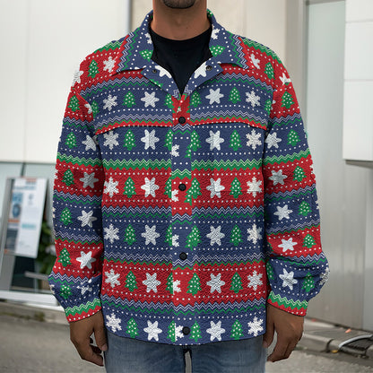 Scandinavian Christmas Pattern Print Men's Shirt Jacket