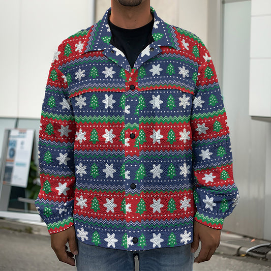 Scandinavian Christmas Pattern Print Men's Shirt Jacket