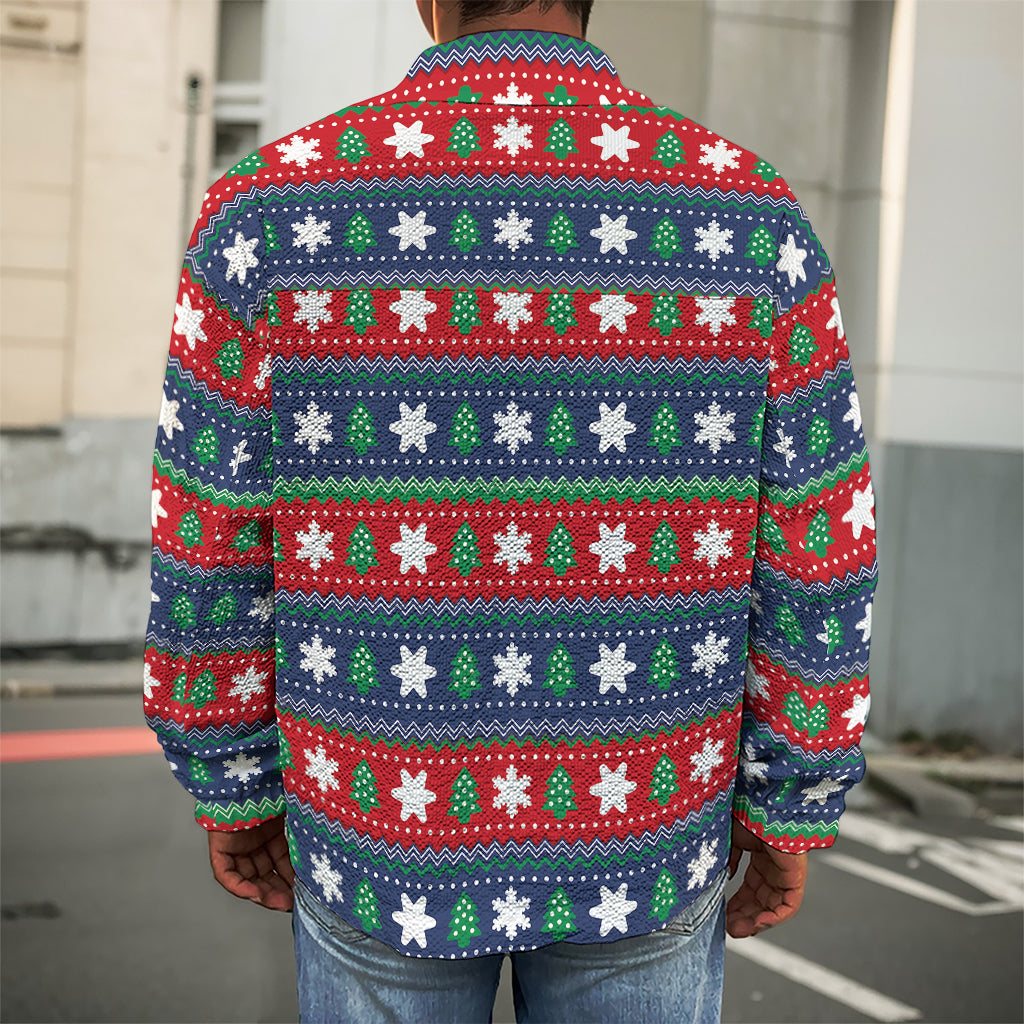 Scandinavian Christmas Pattern Print Men's Shirt Jacket