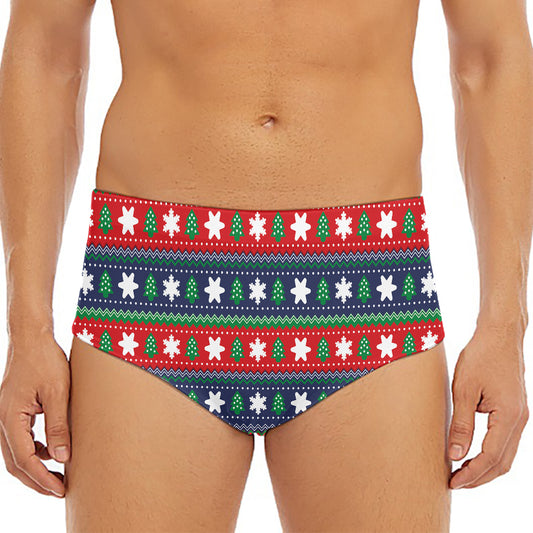 Scandinavian Christmas Pattern Print Men's Triangle Swim Briefs