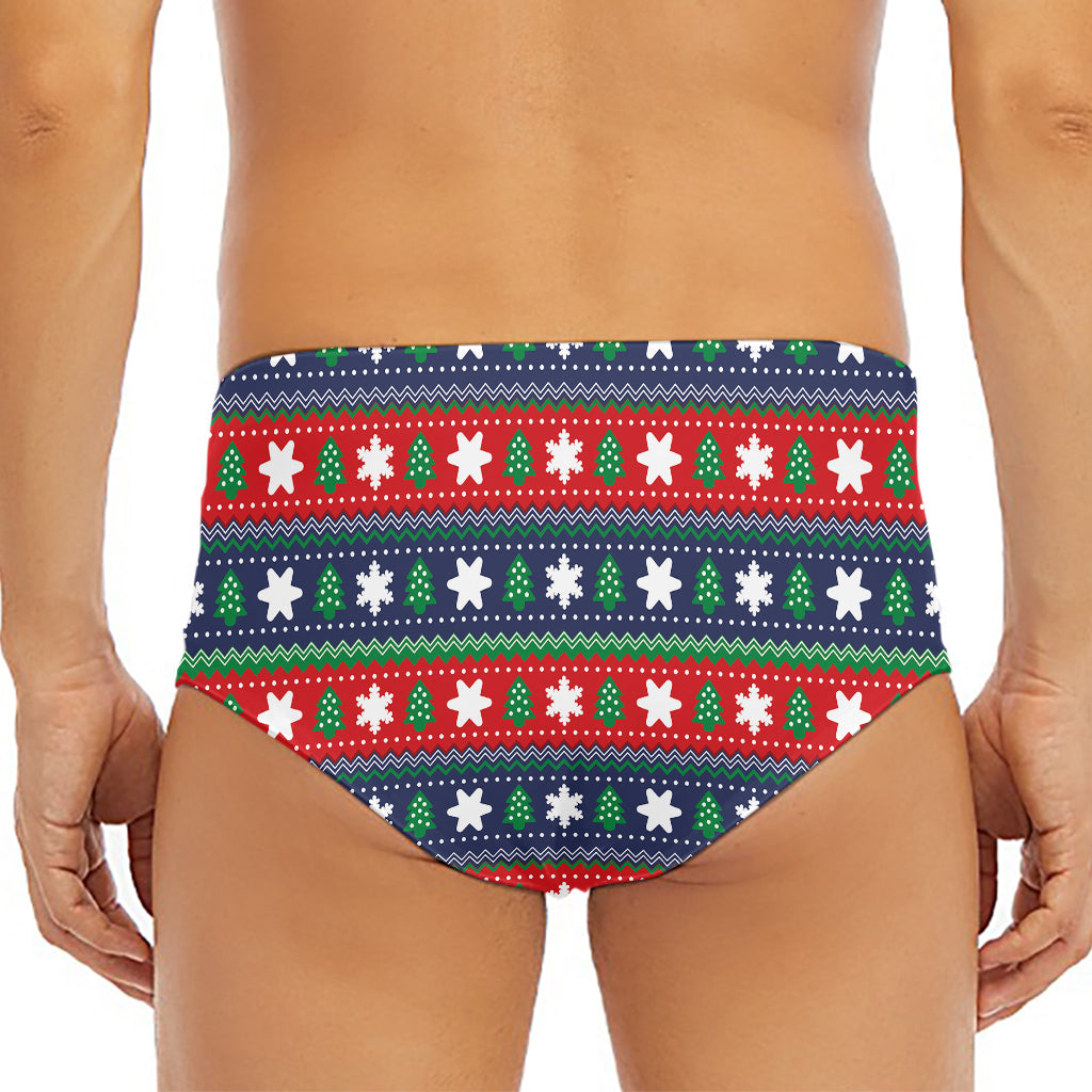 Scandinavian Christmas Pattern Print Men's Triangle Swim Briefs
