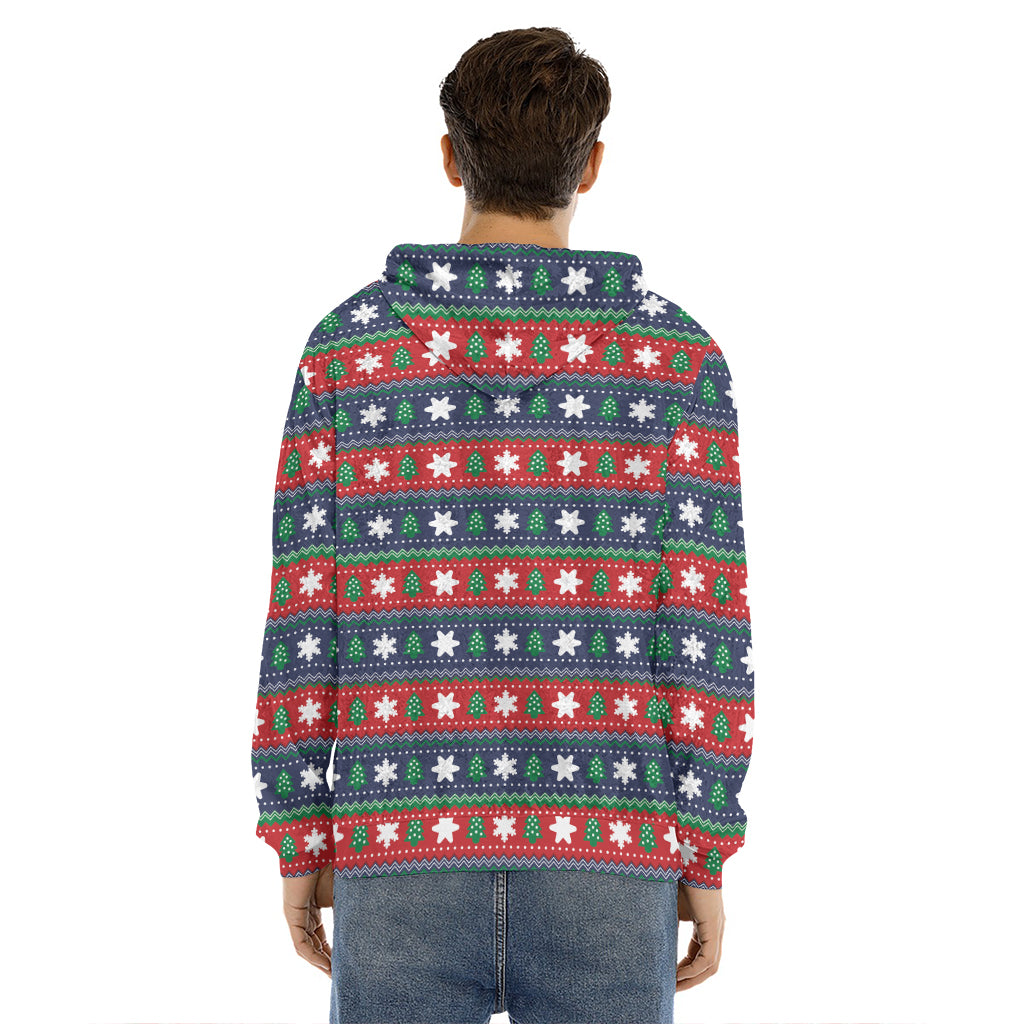 Scandinavian Christmas Pattern Print Men's Velvet Pullover Hoodie