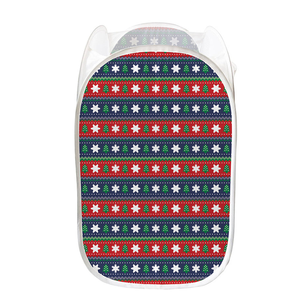 Scandinavian Christmas Pattern Print Mesh Laundry Hamper