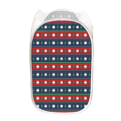Scandinavian Christmas Pattern Print Mesh Laundry Hamper