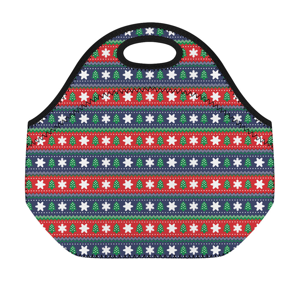 Scandinavian Christmas Pattern Print Neoprene Lunch Bag