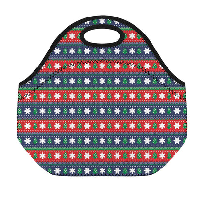 Scandinavian Christmas Pattern Print Neoprene Lunch Bag