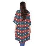 Scandinavian Christmas Pattern Print Open Front Beach Cover Up