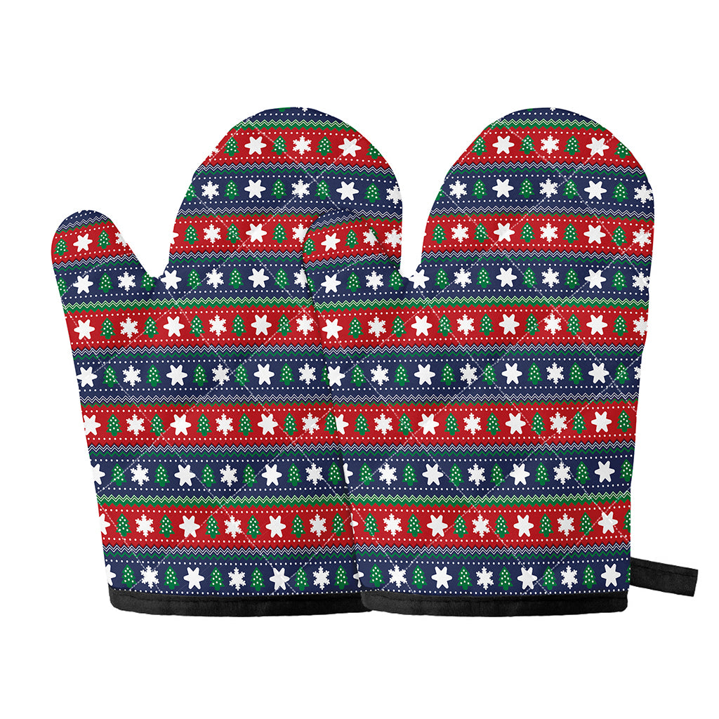 Scandinavian Christmas Pattern Print Oven Mitts