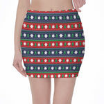 Scandinavian Christmas Pattern Print Pencil Mini Skirt