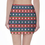 Scandinavian Christmas Pattern Print Pencil Mini Skirt