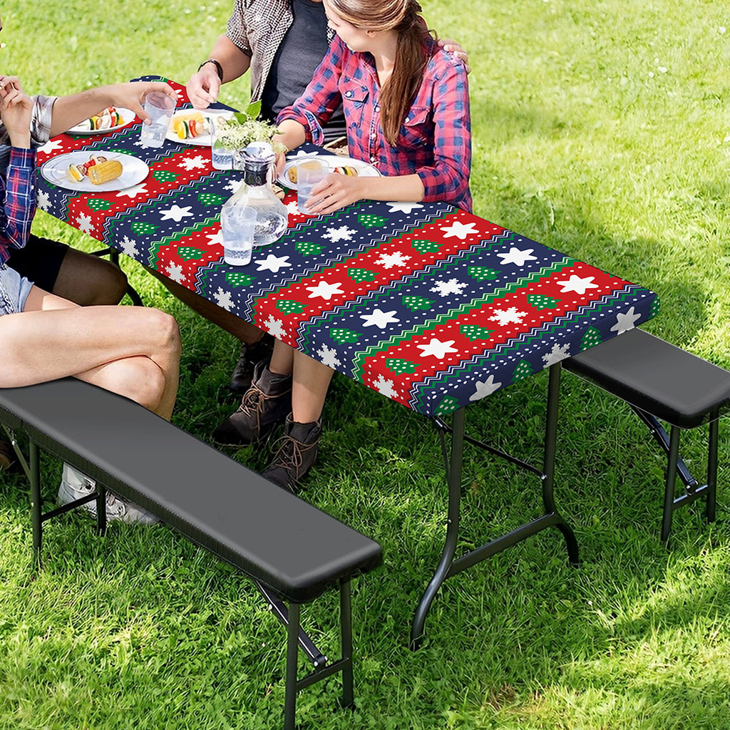 Scandinavian Christmas Pattern Print Picnic Table Cover