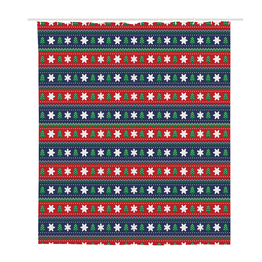 Scandinavian Christmas Pattern Print Polyester Shower Curtain